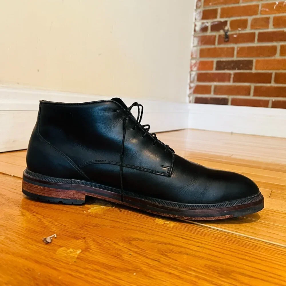 COLE‎ HAAN Grand Boot Black Leather Size 10.5 M Mens Ankle Lace Up Chukka Boots
